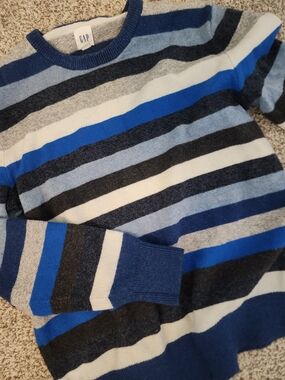 VTG Gap 🟦Crazy Stripe Merino Wool 🐑 Sweater Cokorblock Y2K 90s Grunge Skater🛹